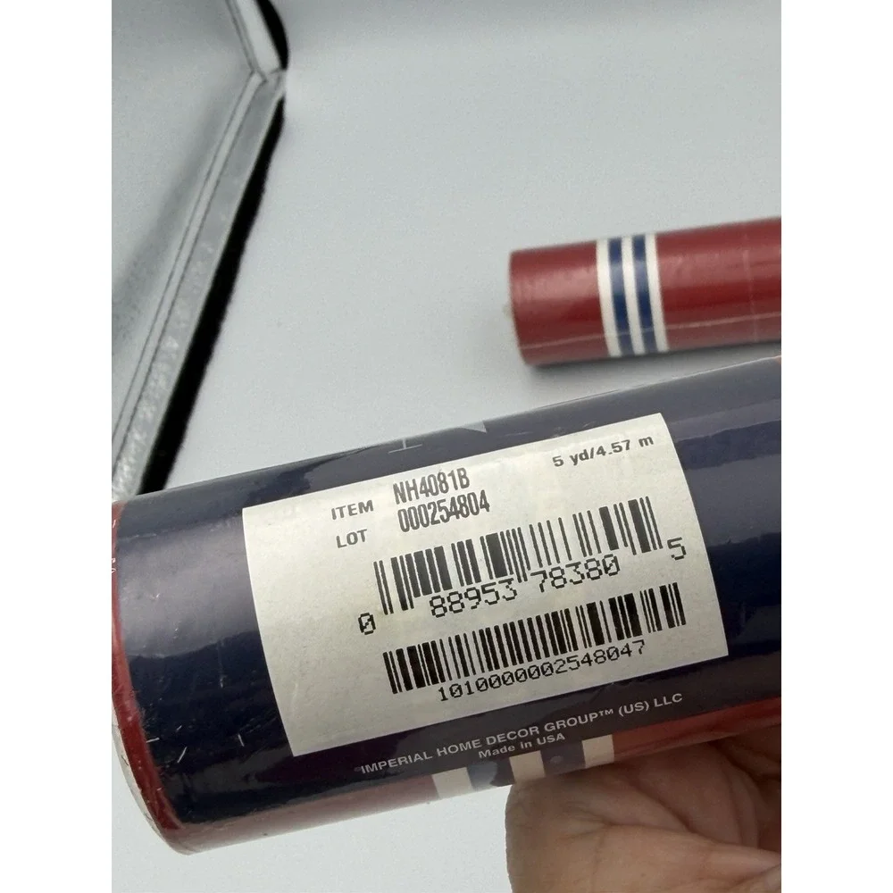 Nautica Wallpaper Border Red Navy Stripe 5 Yards Lot of 4 Sealed NEW